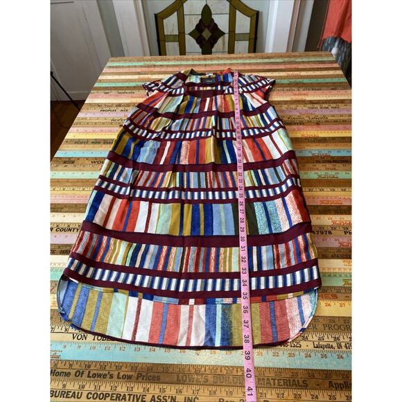 Anthropologie 4 Maeve Au Revoir Colorful Stripe Library Bookshelf Shift Dress S - Picture 12 of 15